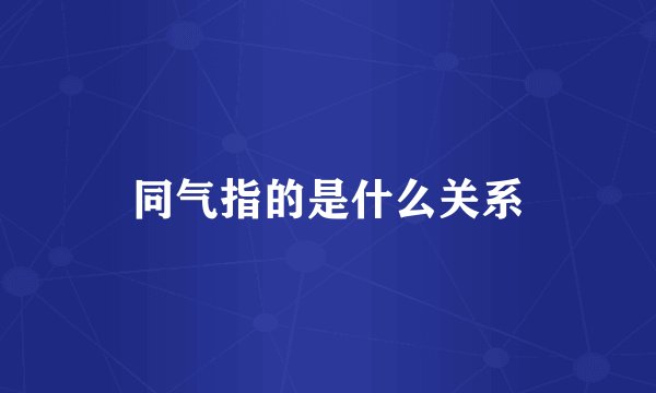 同气指的是什么关系