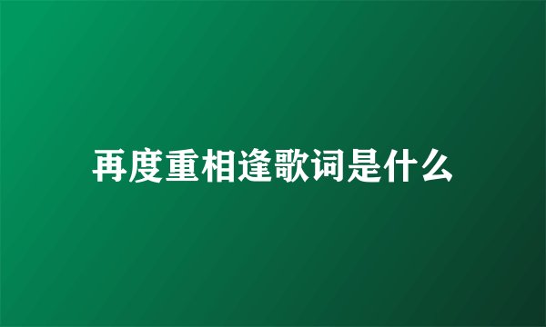 再度重相逢歌词是什么