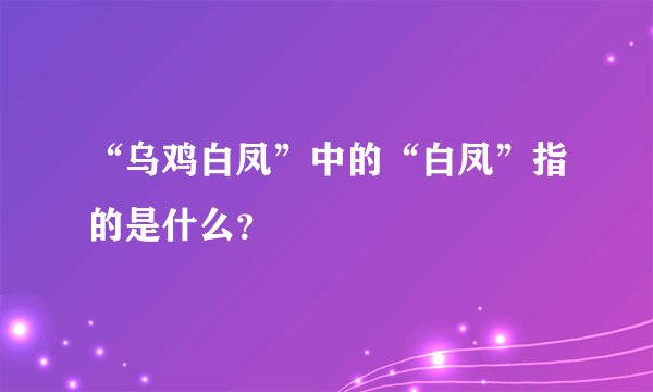 “乌鸡白凤”中的“白凤”指的是什么？
