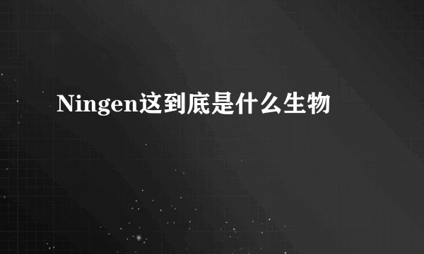 Ningen这到底是什么生物
