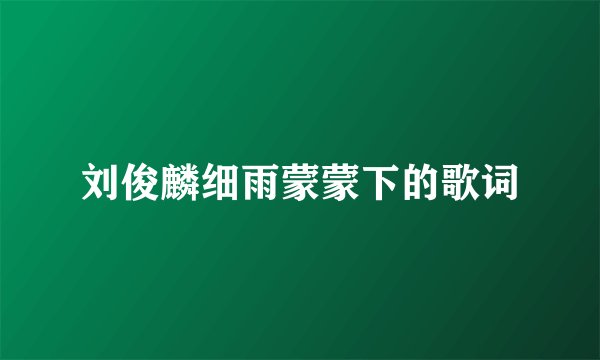 刘俊麟细雨蒙蒙下的歌词