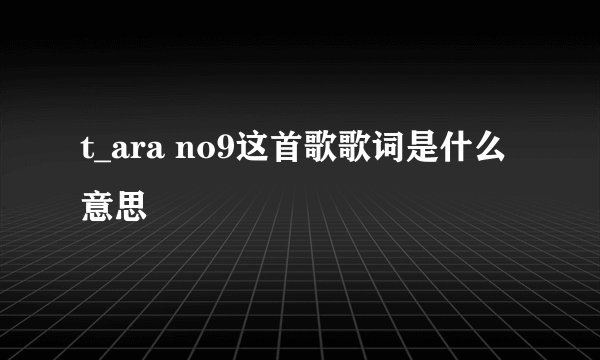 t_ara no9这首歌歌词是什么意思