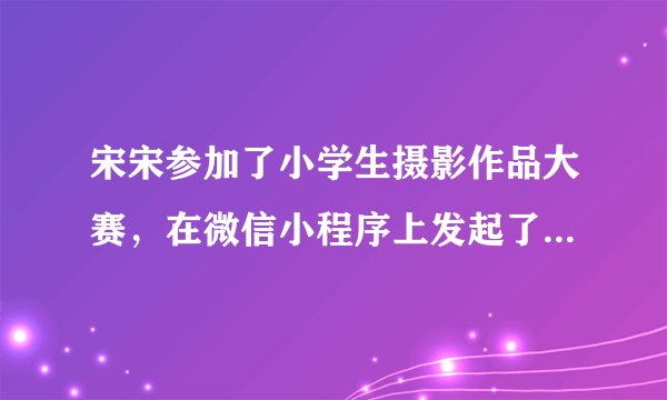 宋宋参加了小学生摄影作品大赛，在微信小程序上发起了为时三天的投票。他第一