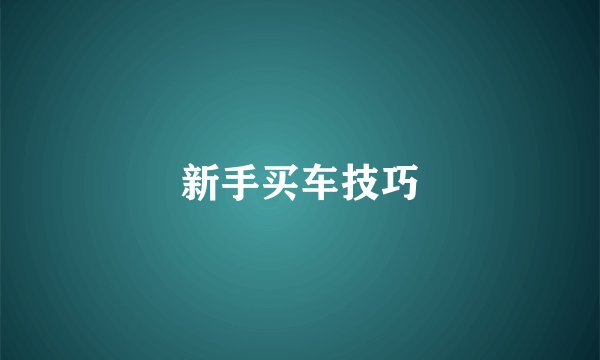 新手买车技巧
