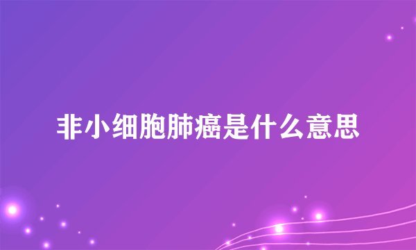 非小细胞肺癌是什么意思