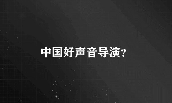 中国好声音导演？