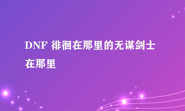 DNF 徘徊在那里的无谋剑士在那里
