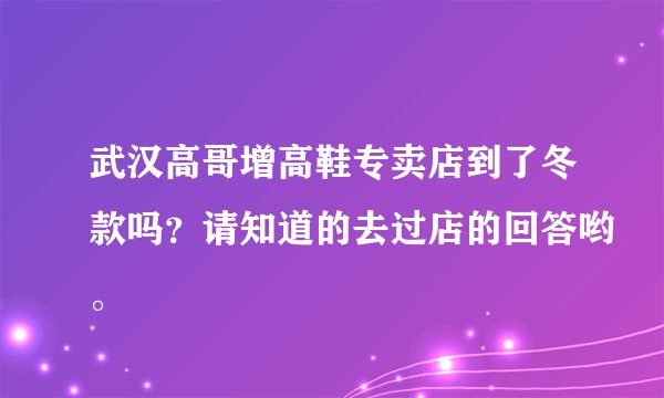 武汉高哥增高鞋专卖店到了冬款吗?请知道的去过店的回答哟。