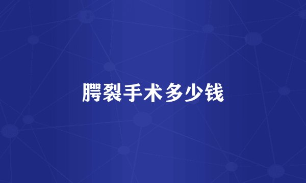 腭裂手术多少钱