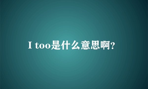 I too是什么意思啊？