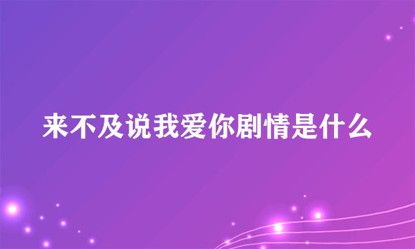 来不及说我爱你剧情是什么