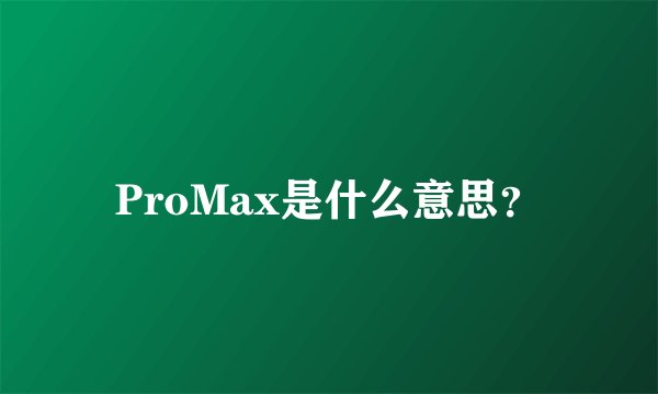 ProMax是什么意思？
