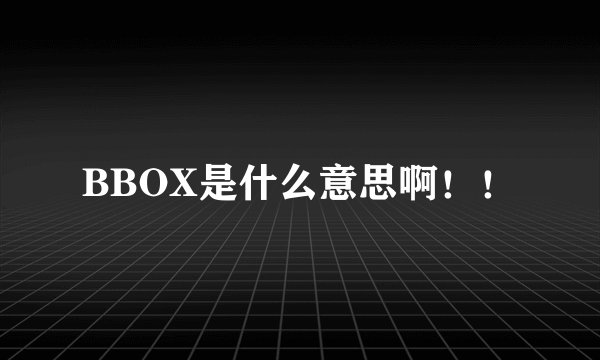 BBOX是什么意思啊！！