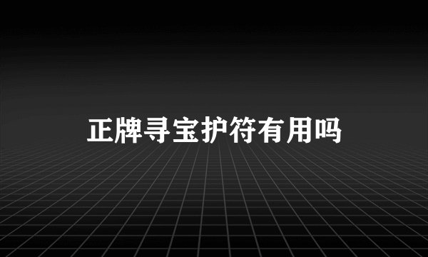 正牌寻宝护符有用吗