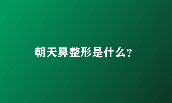 朝天鼻整形是什么？