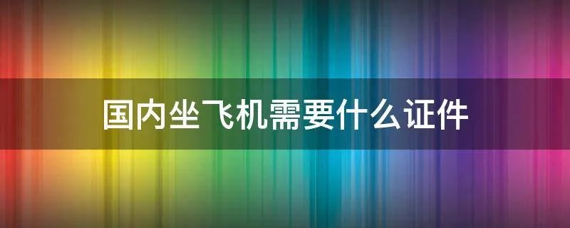国内坐飞机需要什么证件