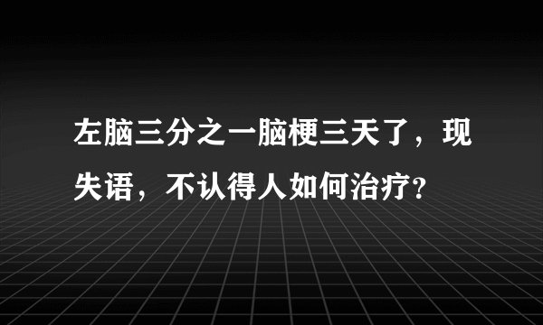 左脑三分之一脑梗三天了，现失语，不认得人如何治疗？