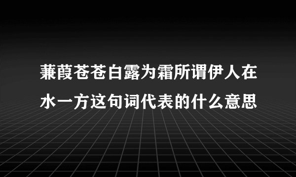 蒹葭苍苍白露为霜所谓伊人在水一方这句词代表的什么意思