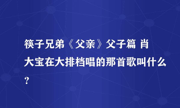 筷子兄弟《父亲》父子篇 肖大宝在大排档唱的那首歌叫什么？