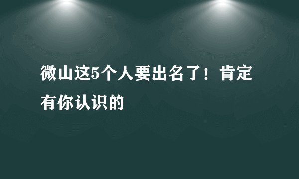 微山这5个人要出名了！肯定有你认识的