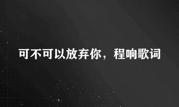 可不可以放弃你，程响歌词
