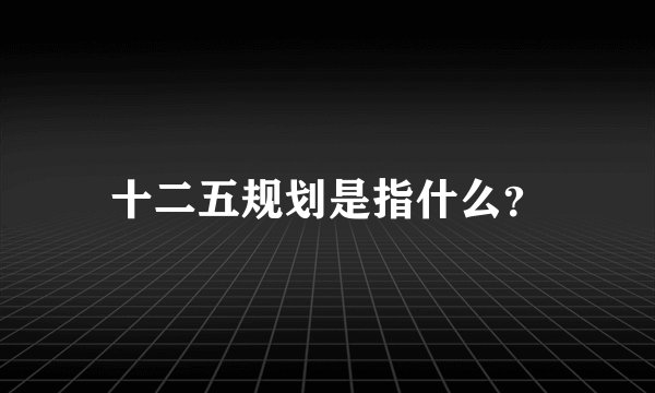 十二五规划是指什么？