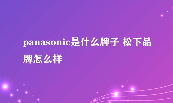 panasonic是什么牌子 松下品牌怎么样