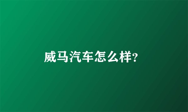 威马汽车怎么样？