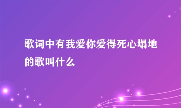 歌词中有我爱你爱得死心塌地的歌叫什么