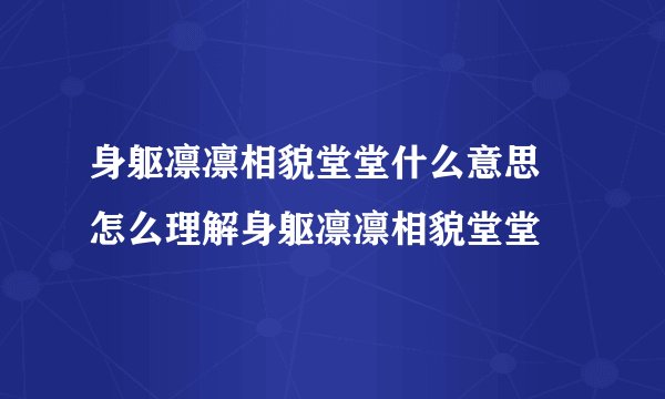 身躯凛凛相貌堂堂什么意思 怎么理解身躯凛凛相貌堂堂