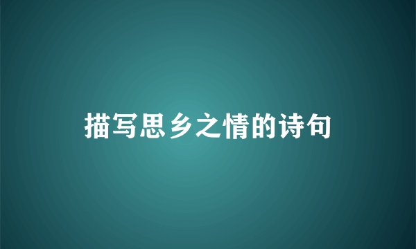 描写思乡之情的诗句