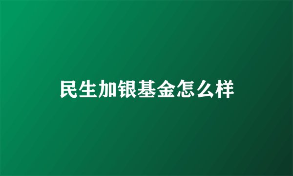 民生加银基金怎么样