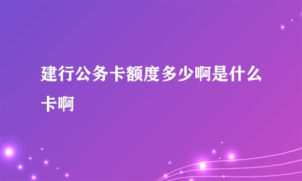 建行公务卡额度多少啊是什么卡啊