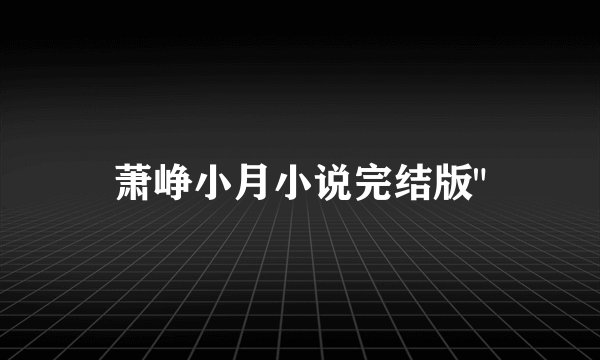 萧峥小月小说完结版