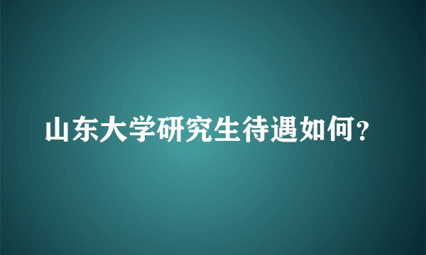 山东大学研究生待遇如何？