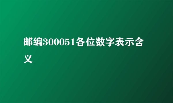 邮编300051各位数字表示含义