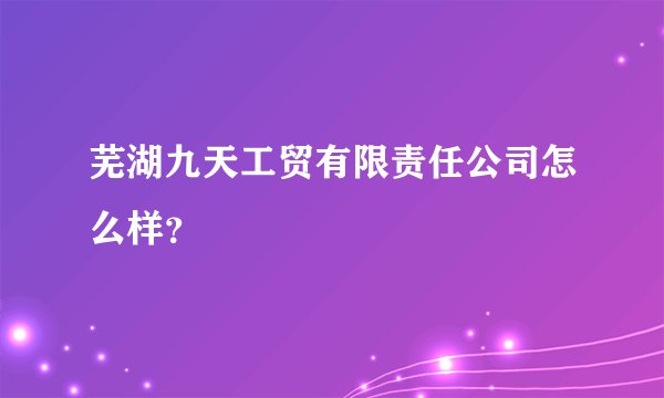芜湖九天工贸有限责任公司怎么样？