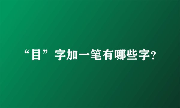 “目”字加一笔有哪些字？