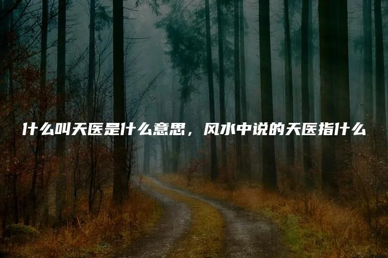 什么叫天医是什么意思，风水中说的天医指什么