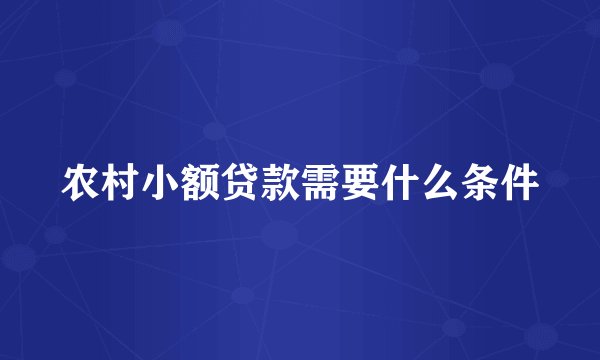 农村小额贷款需要什么条件