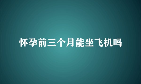 怀孕前三个月能坐飞机吗