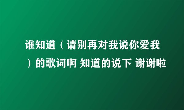 谁知道（请别再对我说你爱我）的歌词啊 知道的说下 谢谢啦
