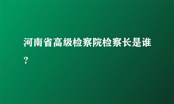 河南省高级检察院检察长是谁？