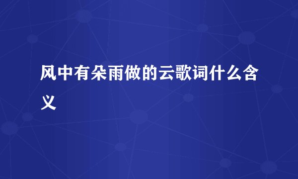 风中有朵雨做的云歌词什么含义