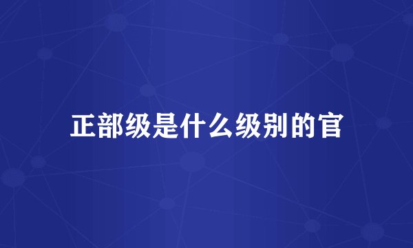 正部级是什么级别的官