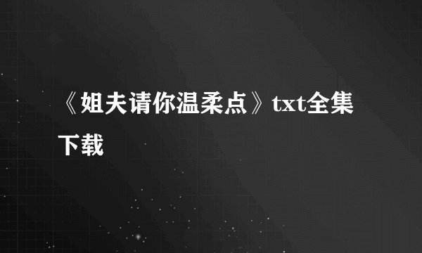 《姐夫请你温柔点》txt全集下载