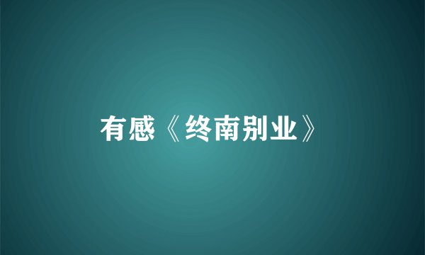 有感《终南别业》