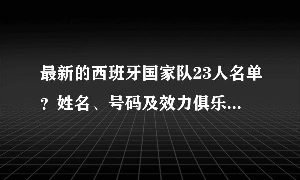 最新的西班牙国家队23人名单？姓名、号码及效力俱乐部的名字 谢谢