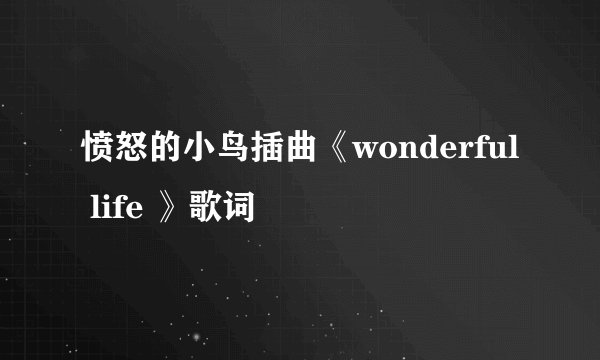 愤怒的小鸟插曲《wonderful life 》歌词