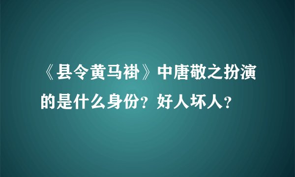 《县令黄马褂》中唐敬之扮演的是什么身份？好人坏人？